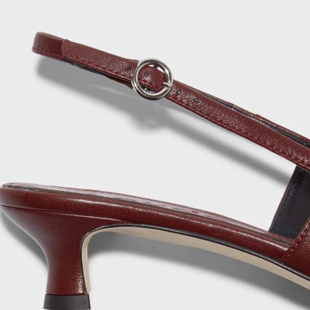 ♥️NWT AEYDE CATRINA NAPPA LEATHER SLINGBACK PUMPS IN BURGUNDY SIZE 40/US10 - Picture 5 of 15
